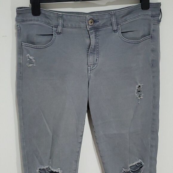 AMERICAN Eagle Grey 35x28 Super Stretch Jeggings - Picture 2 of 7